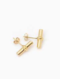 Gold T-Bar Stud Earrings