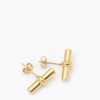 Gold T-Bar Stud Earrings