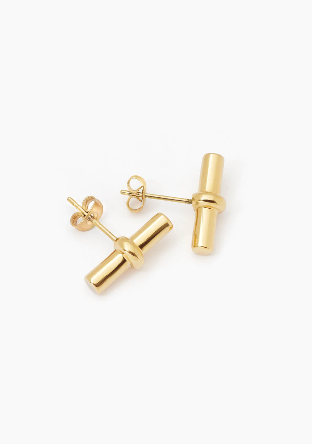 Gold T-Bar Stud Earrings